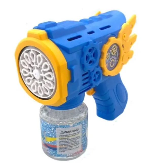 Brinquedo Pistola Lança Bolhas de Sabão Automática com Luzes Infantil Azul Alado