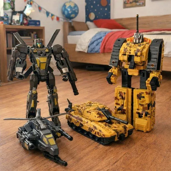Brinquedo Guerreiro Robô Militar Transforma Carro Kit 2pçs