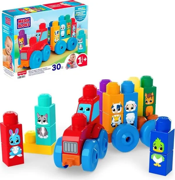 Brinquedo Mega Blocks Trator De Animais 30 Peças Mattel