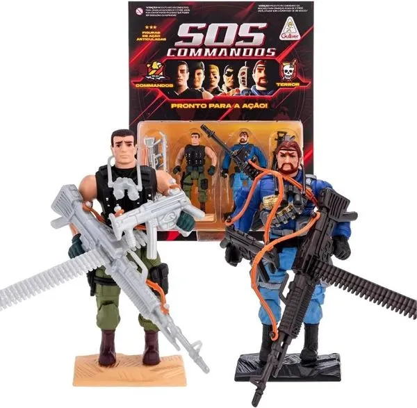 Boneco Articulado SOS Commandos Cronos x Shark C/ Acessórios - Gulliver 0806