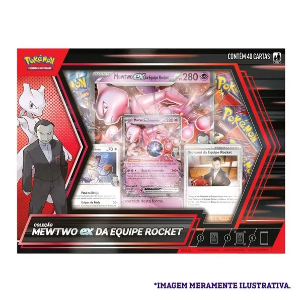 Jogo de Cartas - Pokemon - Box Mewtwo ex da Equipe Rocket - Copag