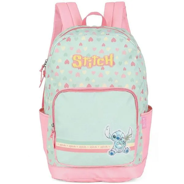 Mochila de Costas Luxcel Stitch Corações Verde Claro Único