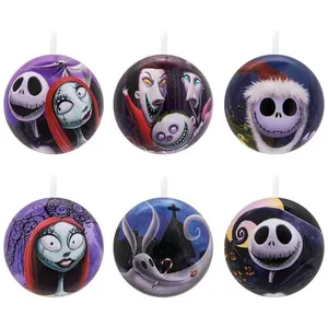 Conjunto de 12 Bolas Natalinas Hallmark Disney Tim Burton O Estranho Mundo de Jack, Metal Inquebrável 6,35 cm