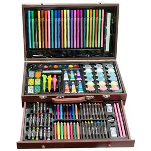 Kit de Pintura XARONF com 130 Peças e Caixa de madeira Portátil, Marrom Escuro 110v