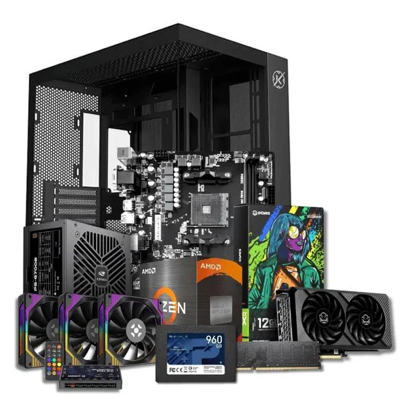 PC Gamer Ryzen 5 5500 RTX 3060 H610 16GB DDR4 700W Fan ARGB