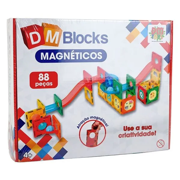 Blocos de Montar Magnéticos DM Blocks 88 Peças DM Toys DMT6767