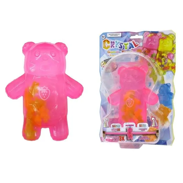 Boneco Stretchapalz Crystal Gummy Bear Albion Rosa Estica Até 3x Anti Stress