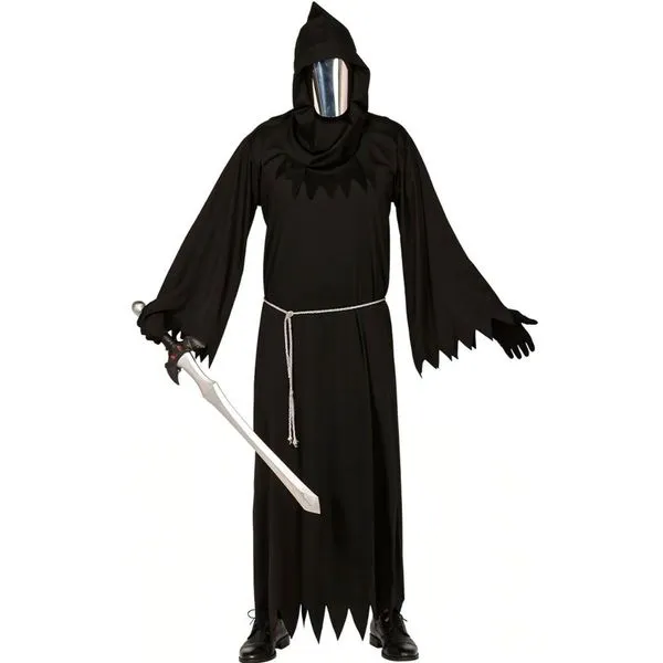 Fantasia Masculina Halloween Medieval Ceifador Cavaleiro G / Preto
