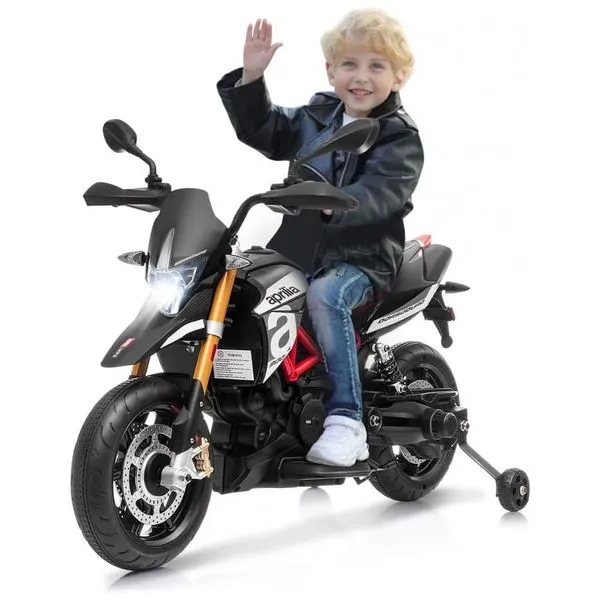Moto Elétrica Infantil a Bateria 12V com Sons, MP3, e Luzes, Idade Rec 3 a 8 Anos, Costzon, Preto 110v