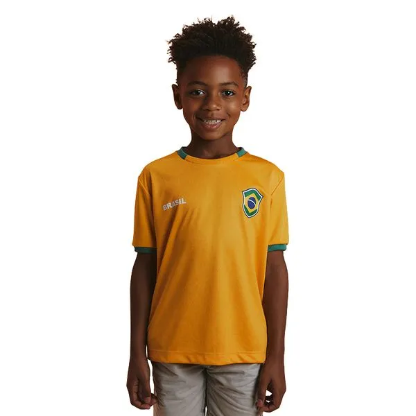 Camiseta - Brasil - Tamanho GG - Juvenil - Amarela - Braziline