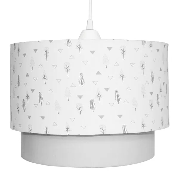 Lustre Tubular Duplo Árvore Geométrica Cinza