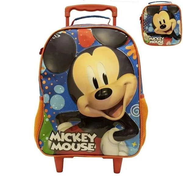 Kit Mochila de Rodinhas e Lancheira Xeryus 14 Mickey Azul Único