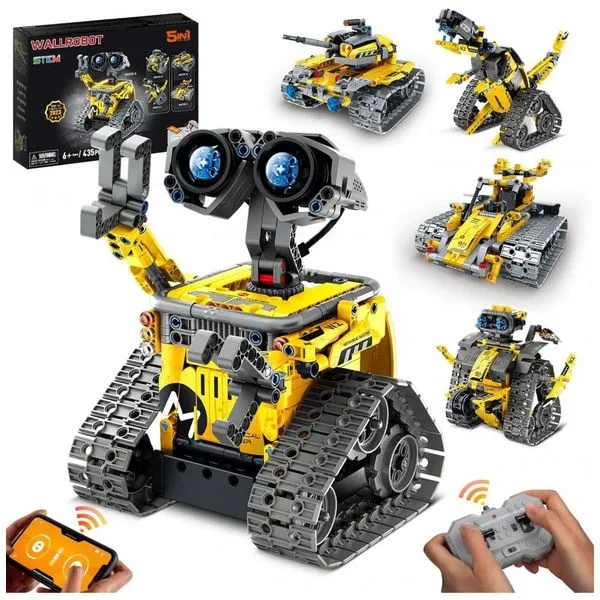 Robô Programável Educacional Mibido 434 Peças com Controle Remoto para Crianças Acima de 6 Anos, Amarelo