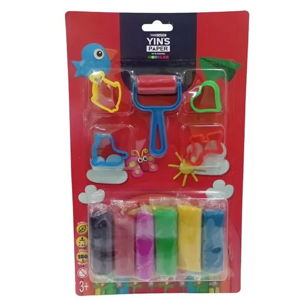 Kit De Massinha De Modelar 6 Cores +5 Acessorios Yins Paper