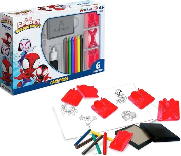 Carimbos Homem Aranha Spidey Com Giz De Cera para Colorir Xalingo