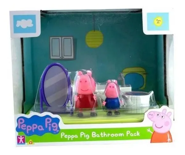 Peppa Pig Cenário Banheiro Com bonecos Peppa E George - Sunny
