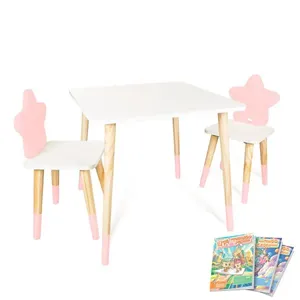 Kit Mesa e 2 Cadeiras Infantil Estrela G Rosa Bebê