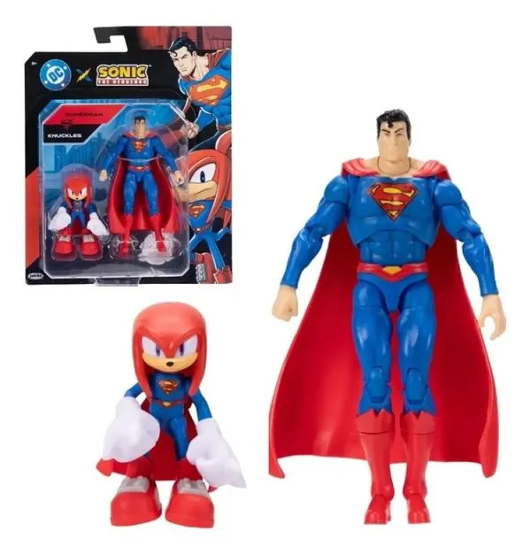 Sonic e DC Liga da Justiça – Pack 2 Bonecos Articulados Knuckles 6 Cm e Superman 13 cm – Sunny