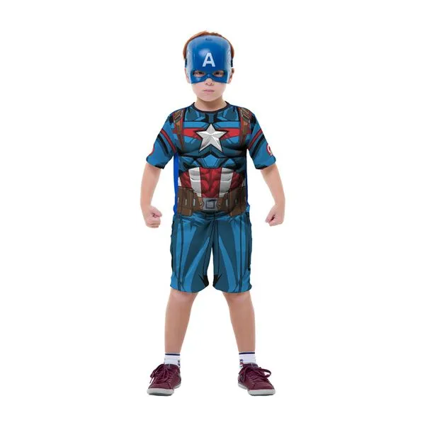 Fantasia Clássica Curta - Capitão América - Avengers - Marvel - Regina Festas - M