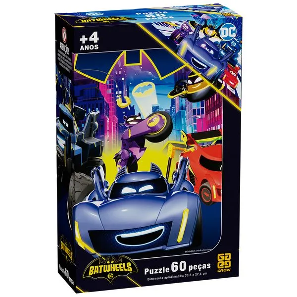 Quebra-Cabeça - DC Comics - Batwheels - 60 Peças - Grow