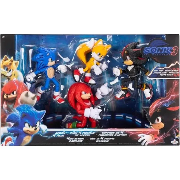 SONIC 3 - O FILME - PACOTE 4 FIGURAS DE AÇÃO ANIMADAS - SUNNY
