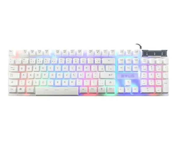 Teclado Gamer com Fio Evus Candy TC-10W Led Rgb Cor Branco