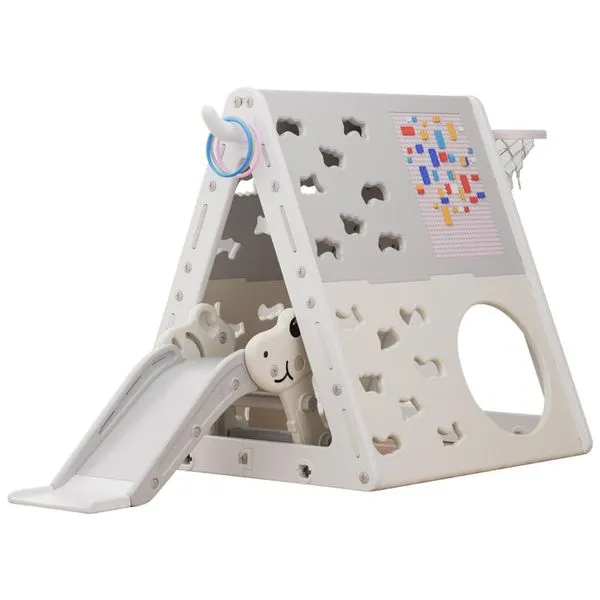 UNICOO Conjunto de Pirâmide de Escalada 7 em 1 Multifuncional para Crianças com Escorregador, Conjunto de Escalada e Escorregador para Casa
