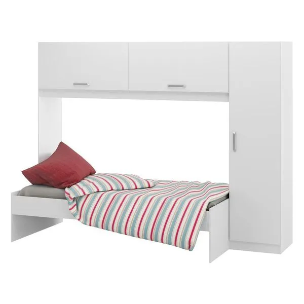 Cama Solteiro com Guarda-Roupas/Roupeiro para colchão 88 x 188 cm Multimóveis Branco Branco-premium