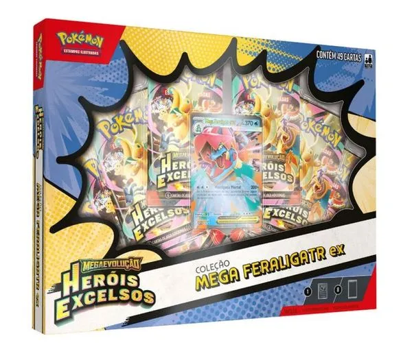 POKEMON BOX MEGA FERALIGATR EX HEROIS EXCELSOS - COPAG