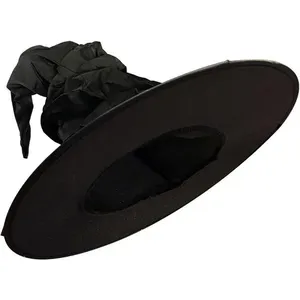 Chapéu Bruxa Halloween Preto Clássico de Luxo Feminino Preto