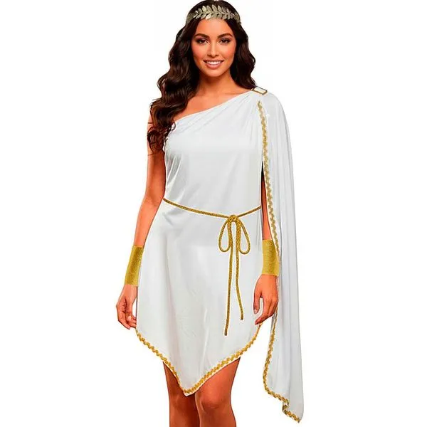 Fantasia Carnaval Feminina Mitologia Romana Olimpia Completa GG / Branco