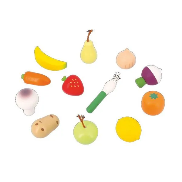 Conjunto De Acessórios - Doze Frutas E Vegetais Em Madeira - Janod