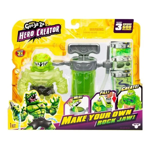 Boneco Goo Jit Zu Hero Creator Rockjaw Kit Fábrica de Criação de Heróis Sunny