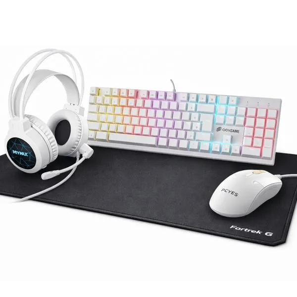 Kit gamer White Teclado Mecânico Mouse 12400DPI headset