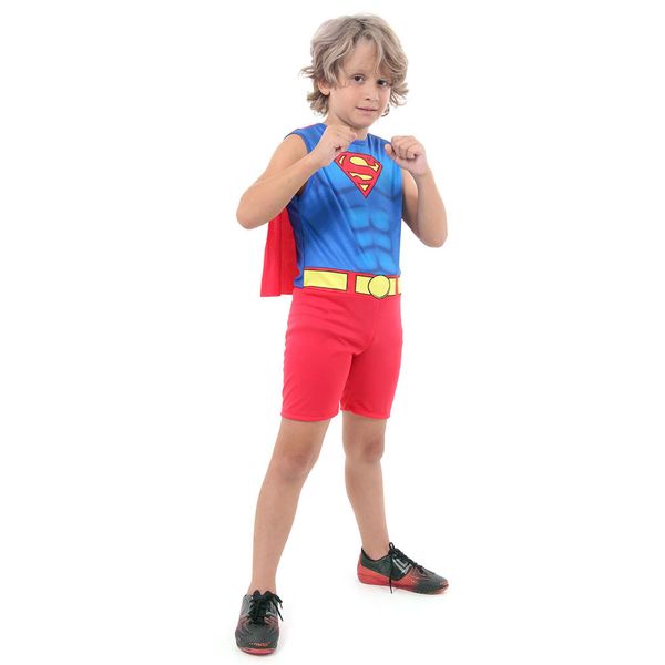 Fantasia Infantil Pop - DC Comics - Liga da Justiça - Super Homem - Regata - Sulamericana - P Fantasia Infantil Pop - DC Comics - Liga da Justiça - Super Homem - Regata - Sulamericana - G