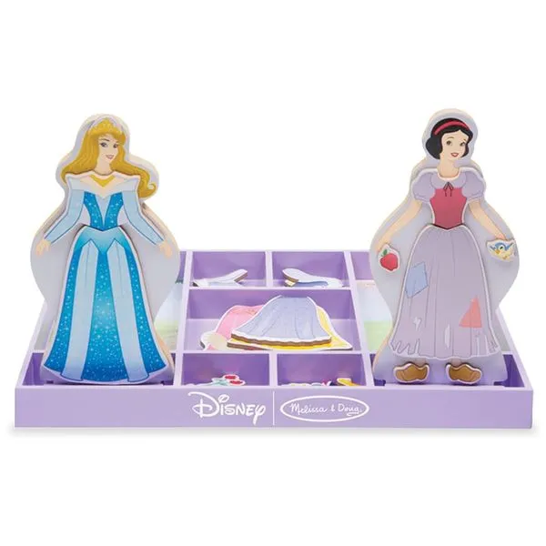 Kit Bonecas Magnéticas de Madeira Bela Adormecida e Branca de Neve com Mais de 40 Peças para Crianças Acima de 3 Anos, Melissa & Doug