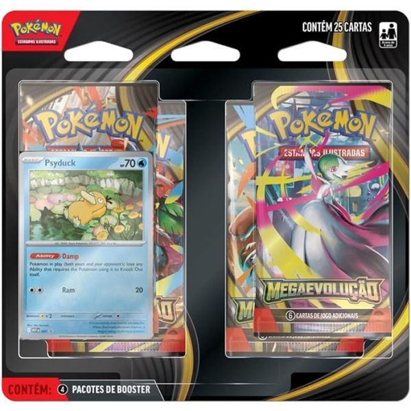 POKEMON ME01 BLISTER QUADRUPLO MEGA EVOLUCAO PSYDUCK E GOLDUCK - COPAG Amarelo