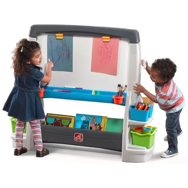 Cavalete Jumbo para Crianças, Desperte a Criatividade dos Pequenos com Este Suporte para Desenho e Pintura, Step2, Cinza e Branco