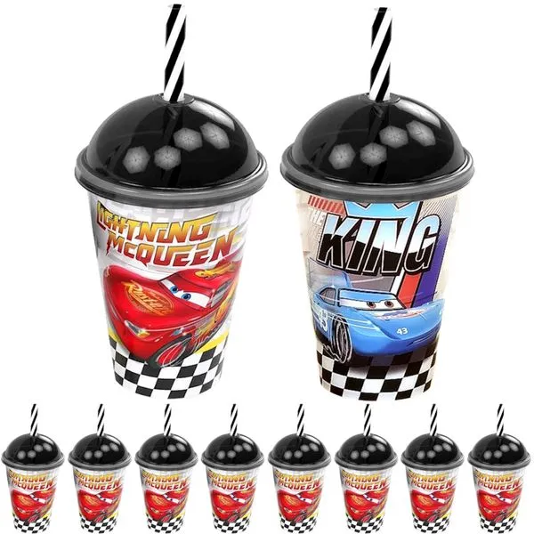 50 Copos 280ml Estampa do Carros Relâmpago Mcqueen para Sacola Surpresa Aniversário