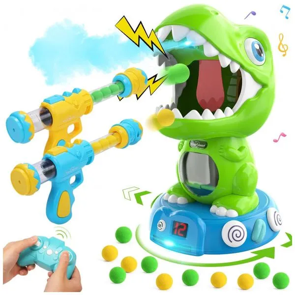 EagleStone Dinossauro de Tiro Controlado por Controle Remoto com Luzes, Sons e Placar Automático - Brinquedo Interativo para Crianças