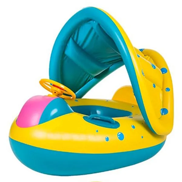 Boia Bote Bebê Infantil Inflavél Piscina com Cobertura de Proteção