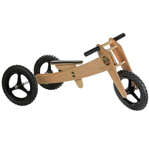 Woodbike 3 em 1 (Preta) Triciclo Bicicleta de Equilíbrio