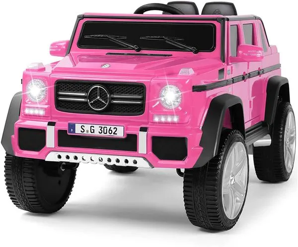Fitnessclub Carro, Carrinho Mercedes Benz G650S Elétrico 1 Assento 12V, com Luzes de LED, MP3, Rosa