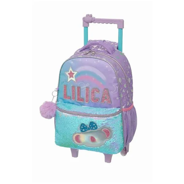 Mochila de Rodinhas Pacific Com Alças Lilica Ripilica Lilás Único