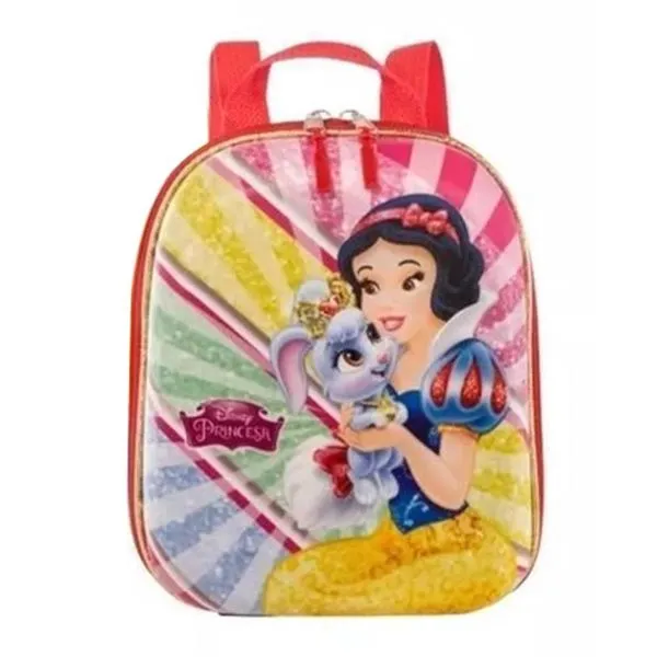 Mochila Pequena Maxtoy 3D Princesa Branca de Neve Vermelho Único