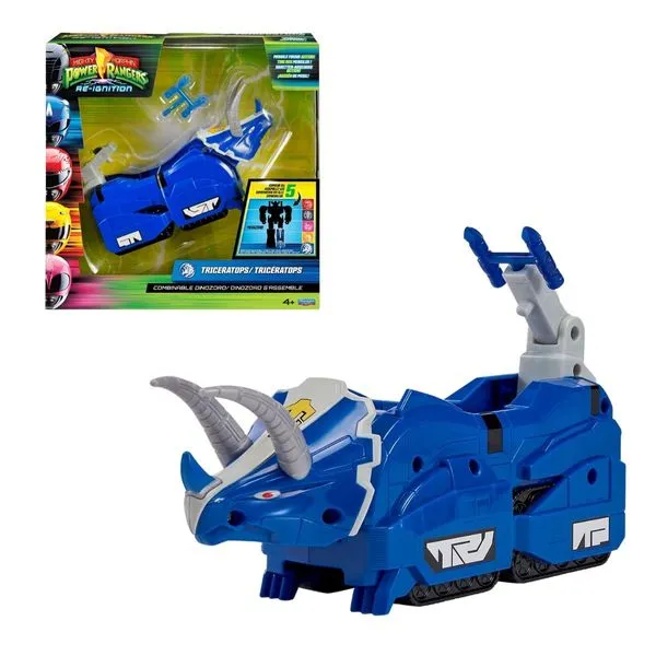 Boneco Dinozord Triceratops Power Rangers Azul Combinável Para Montar Megazord