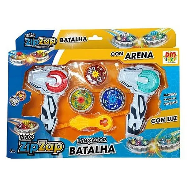 Pião de Batalha Zip Zap com Lançador e Arena DM Toys DMT6297