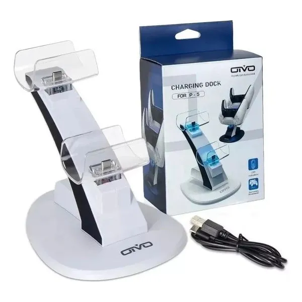 Controle Dualsense Playstation 5 Suporte Carregador Base Branco