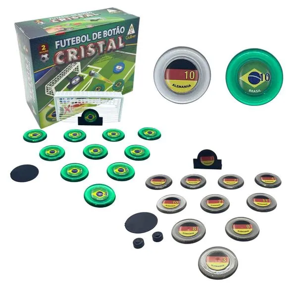Futebol De Botão Cristal 2 Seleções Original Gulliver, Brinquedo Clássico Copa Do Mundo +3 Anos preto
