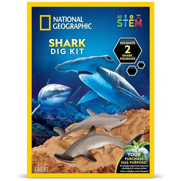 Kit de Escavação de Tubarões – Brinquedo Educativo STEM, Presente Criativo para Crianças, National Geographic